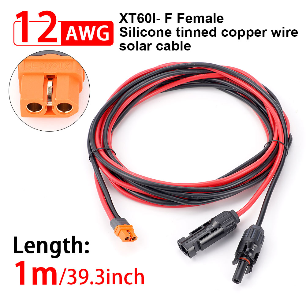 Portable Generator Inverter - 1/2/3M Solar Connector to XT60I- F
